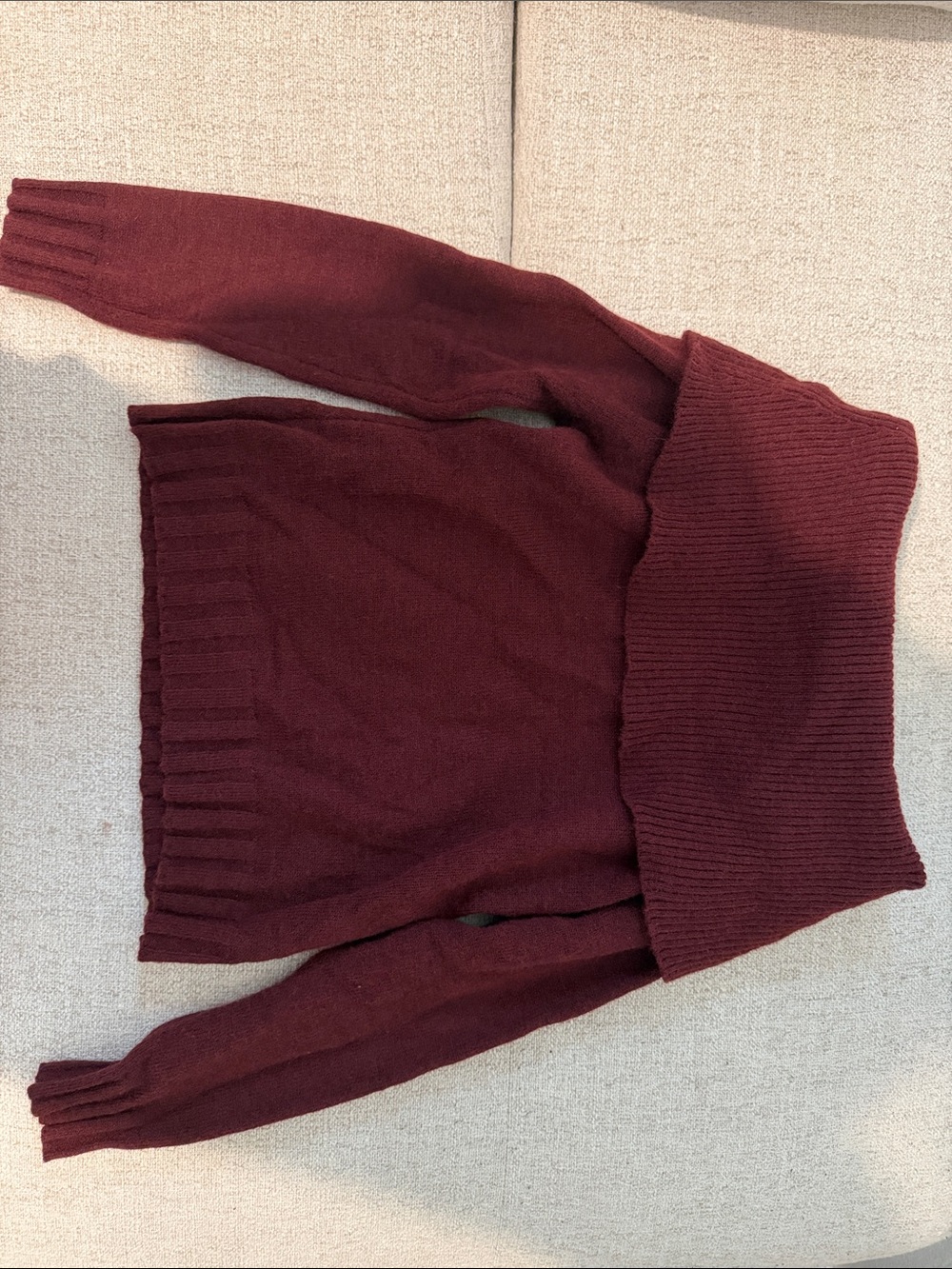 SHEIN Off-the-Shoulder Wine Knit Sweater